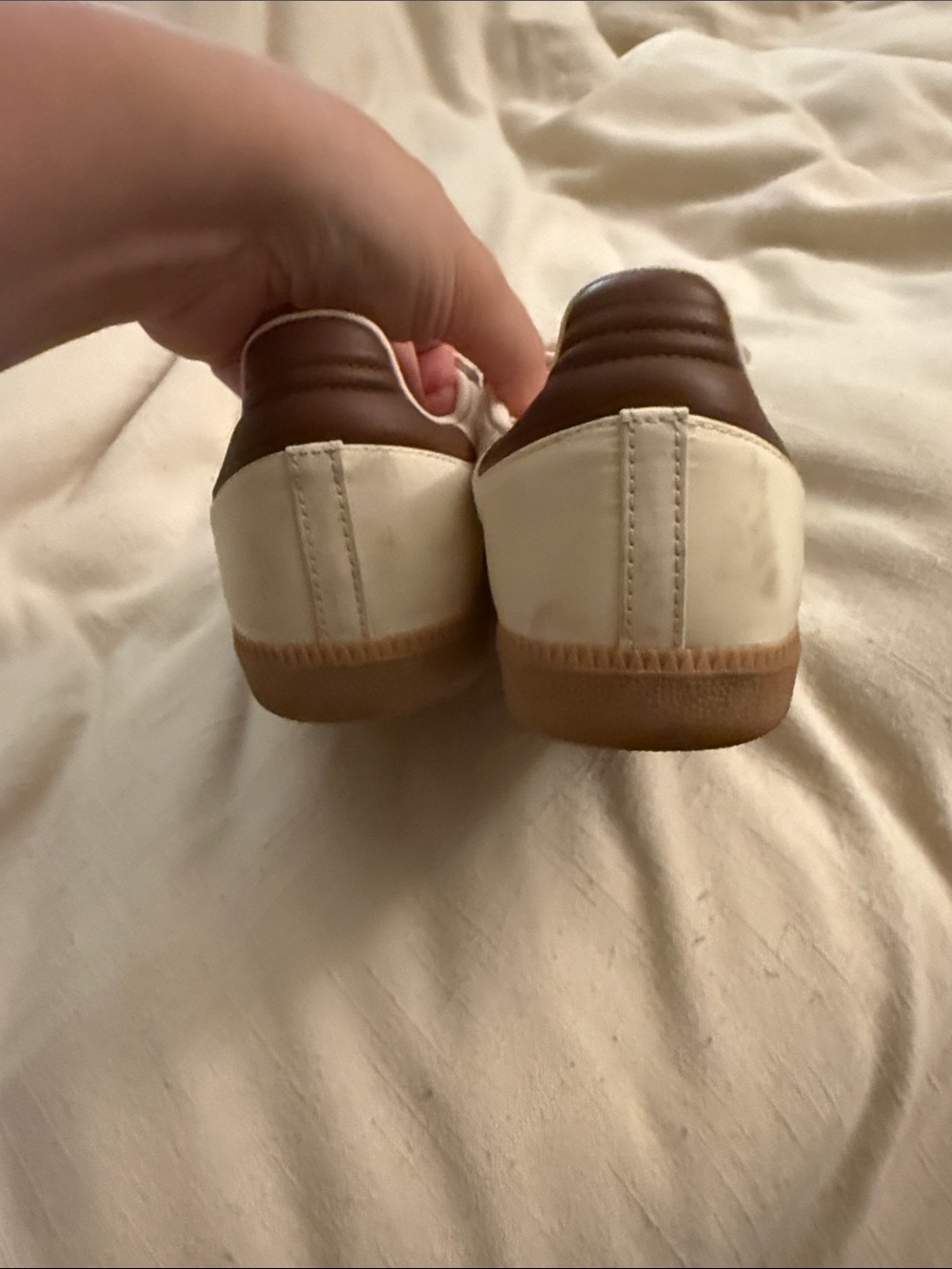 adidas Samba Sneakers in Cream & Brown with Gum Sole - Picture 2 of 8